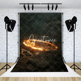Aperturee - Aperturee Black Monkey Burning Golden Hoop Game Party Backdrop